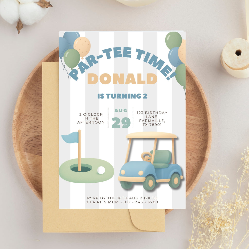 2nd birthday invitation | golf theme | par-tee anniversary