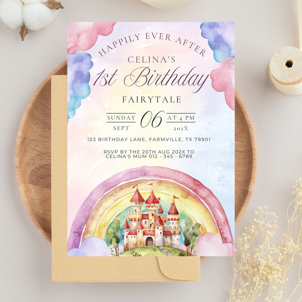 1st birthday fairytale | princess invitation | pink anniversary